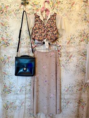 Vintage 90s Kathie Lee Collections Maxi Floral Skirt Small